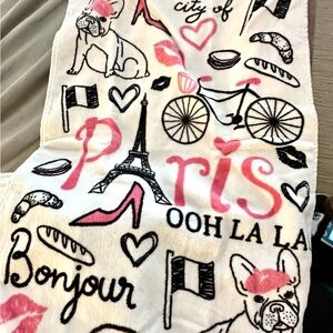 Paris Themed White and Pink Towel Set with soap